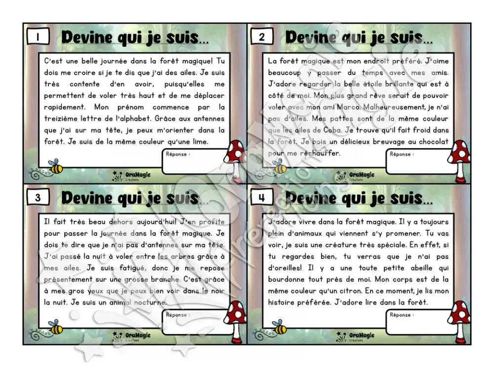 La forêt magique - Compréhension de lecture