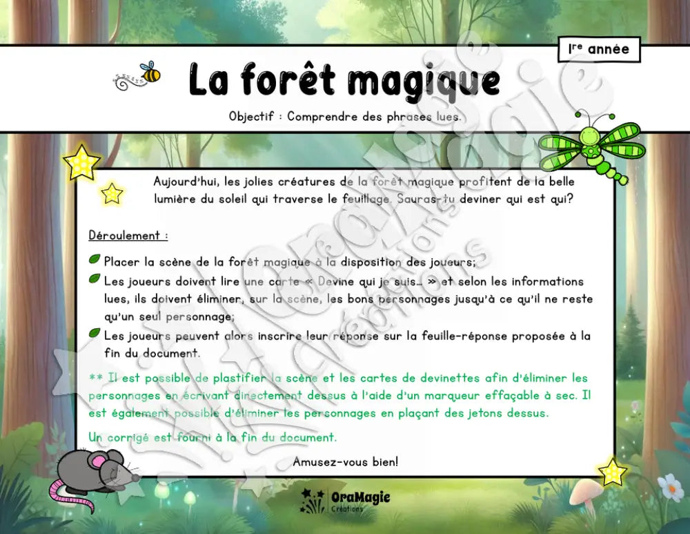 La forêt magique - Compréhension de lecture - 1re année - 5$.pdf