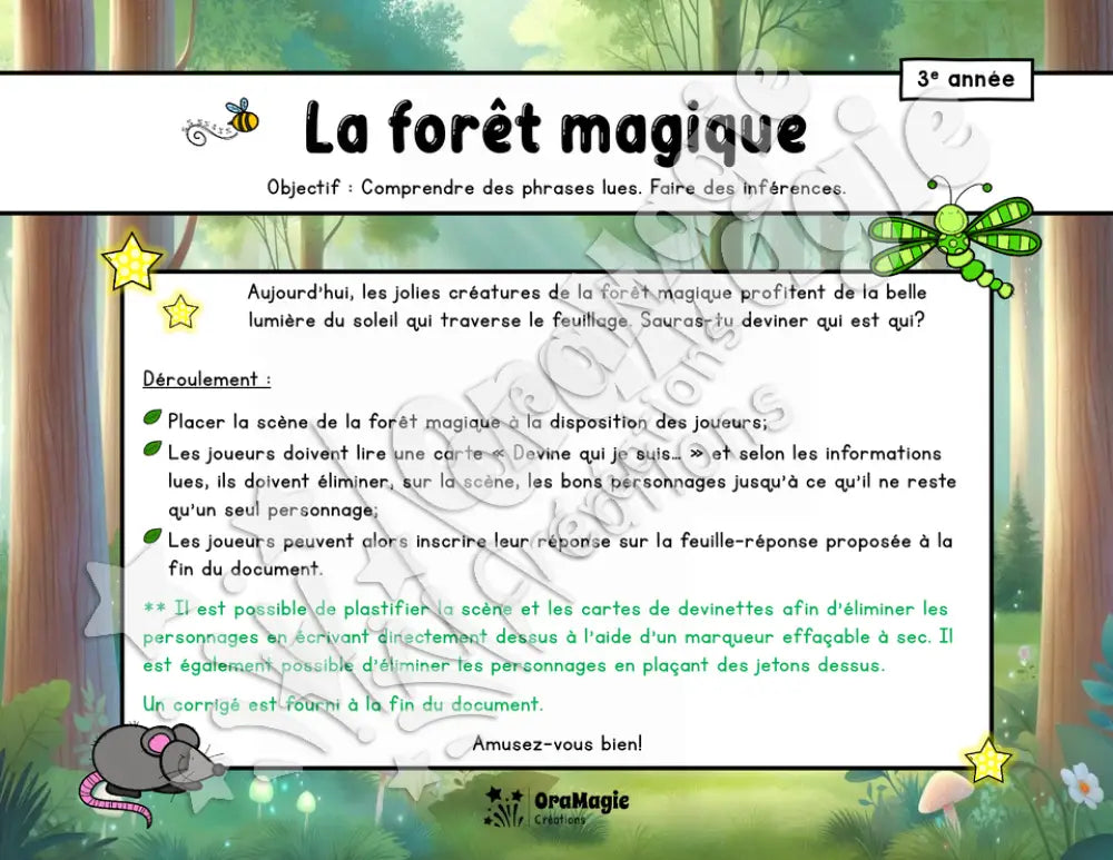 La forêt magique - Compréhension de lecture - 3e année - 5$.pdf