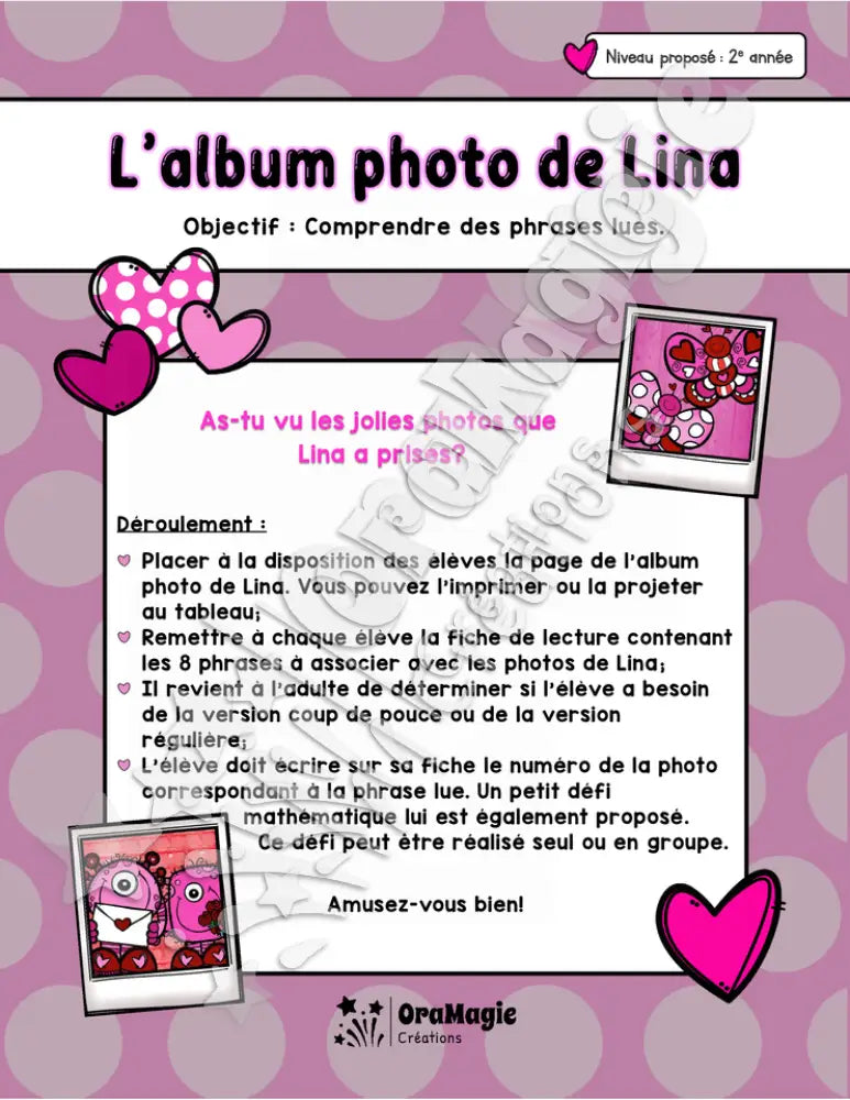 L'album photo de Lina - St-Valentin - Comprendre des phrases lues - 2e année - 2$.pdf