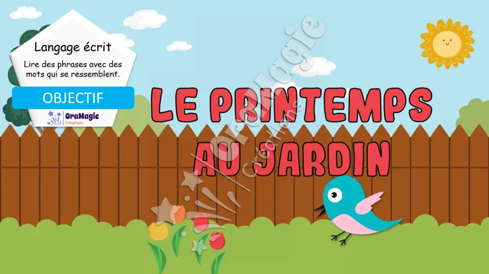 Le jardin au printemps - Lecture de phrases qui se ressemblent - Produit numérique