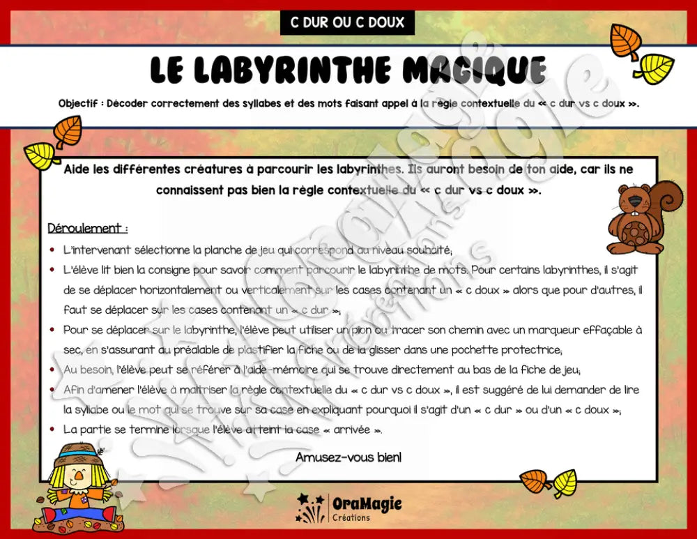 Le labyrinthe magique des c dur vs c doux - Thème automne - Langage écrit.pdf