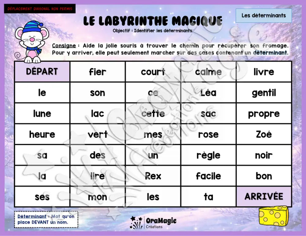 Le labyrinthe magique des classes de mots - Thème Hiver