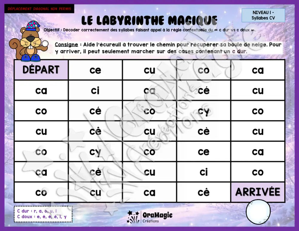 Le labyrinthe magique du c dur vs c doux - Thème Hiver