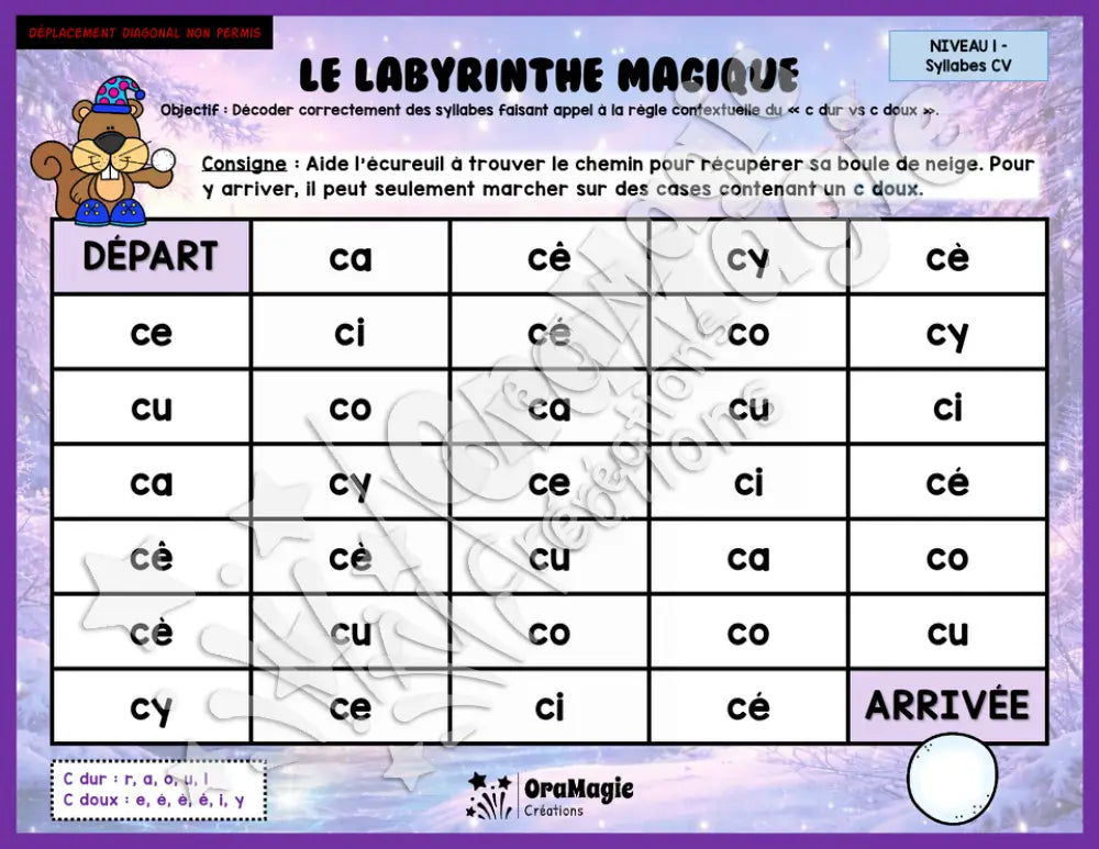 Le labyrinthe magique du c dur vs c doux - Thème Hiver