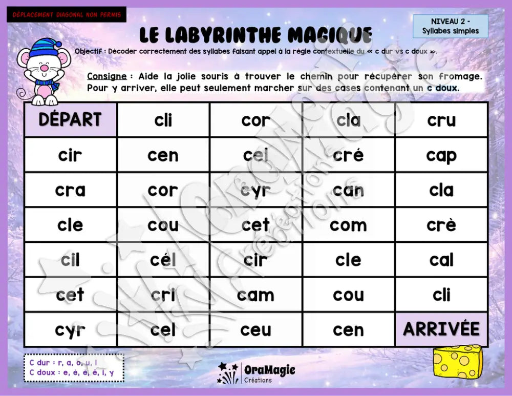 Le labyrinthe magique du c dur vs c doux - Thème Hiver