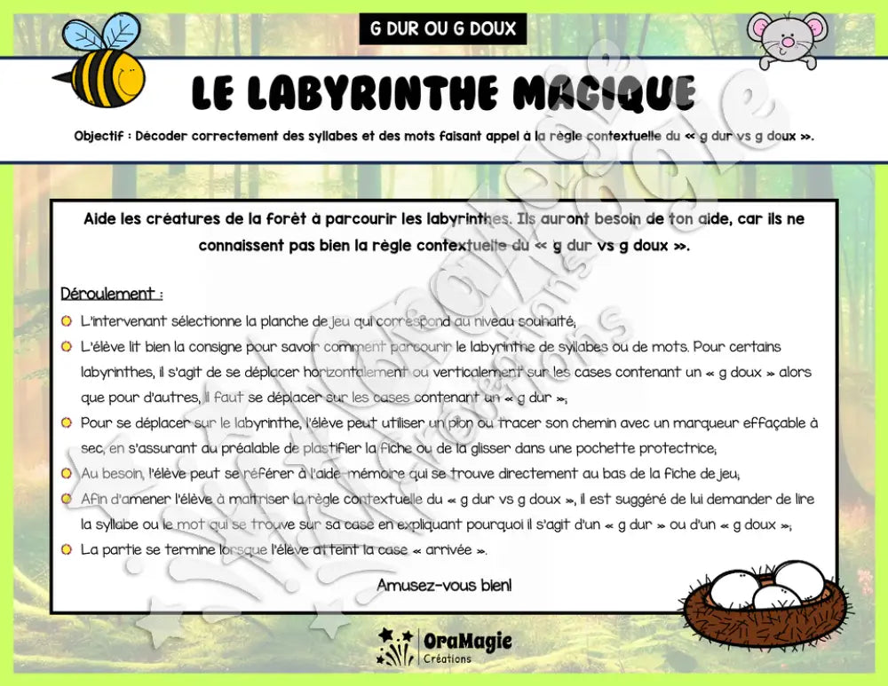 Le labyrinthe magique du g dur vs g doux - Thème été - Langage écrit.pdf