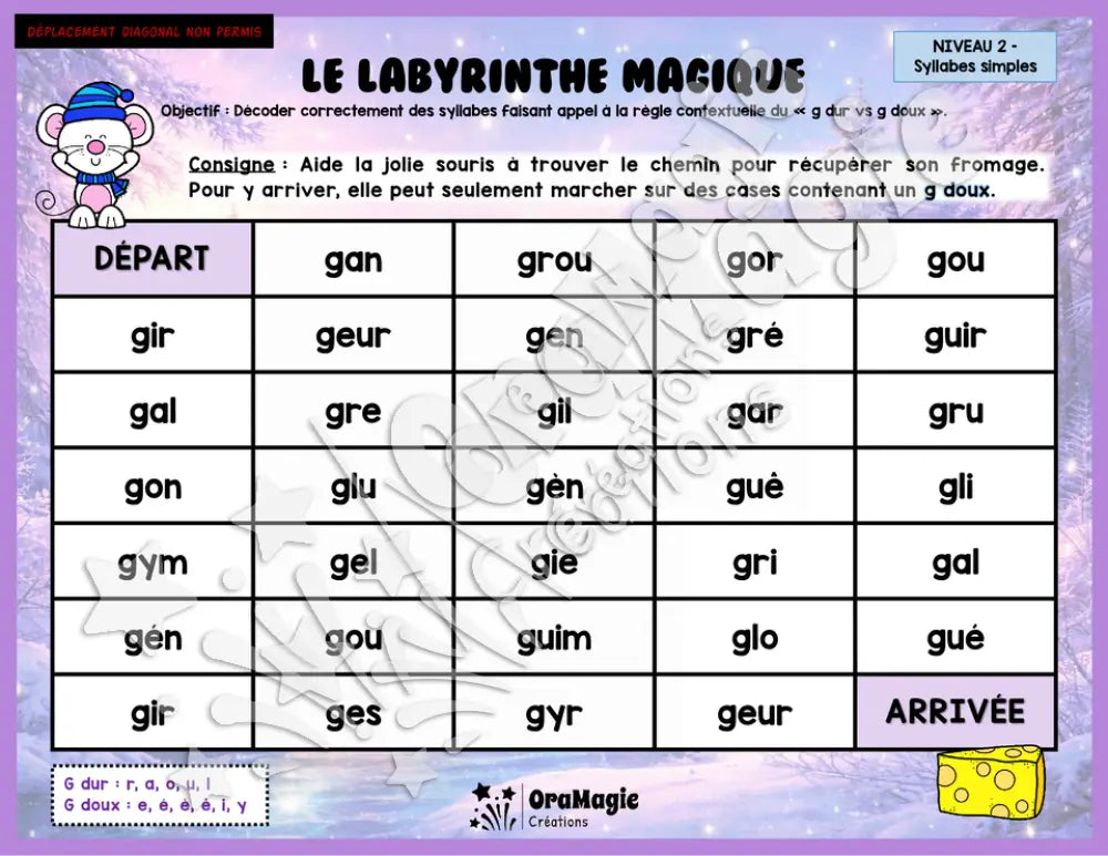 Le labyrinthe magique du g dur vs g doux - Thème Hiver