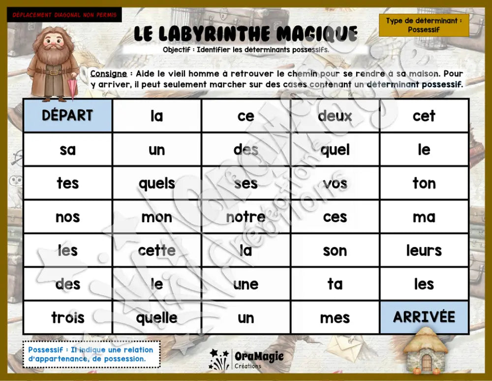Le labyrinthe magique Harry Potter - Types de déterminants