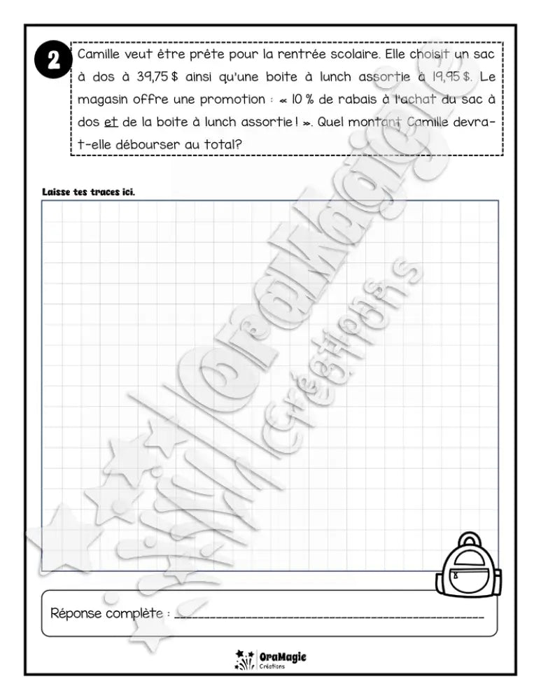 Les aventures mathématiques - Cahier d'exercices - Calculer un pourcentage de rabais