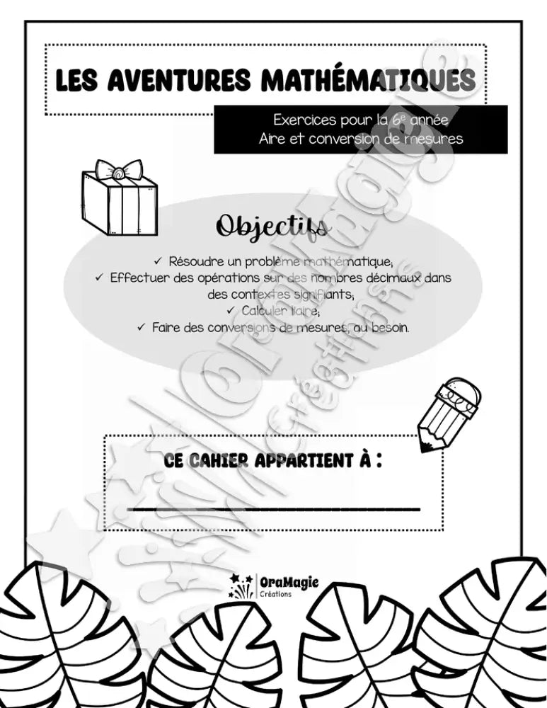 Les aventures mathématiques - Cahier d'exercices - L'aire - 6e année.pdf