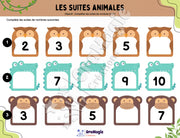 Les suites animales - Compléter les suites de nombres 0-10 - Produit numérique