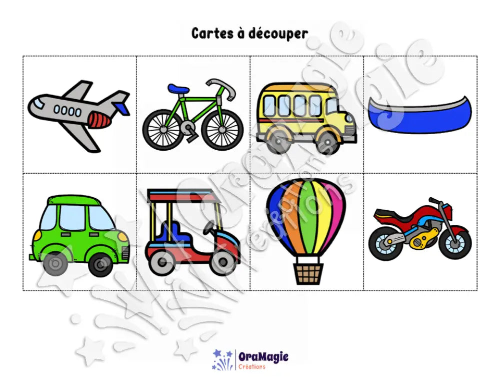 Loto des moyens de transport - Vocabulaire
