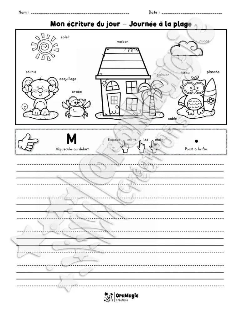 Mon écriture du jour - Journée à la plage - 1er cycle.pdf