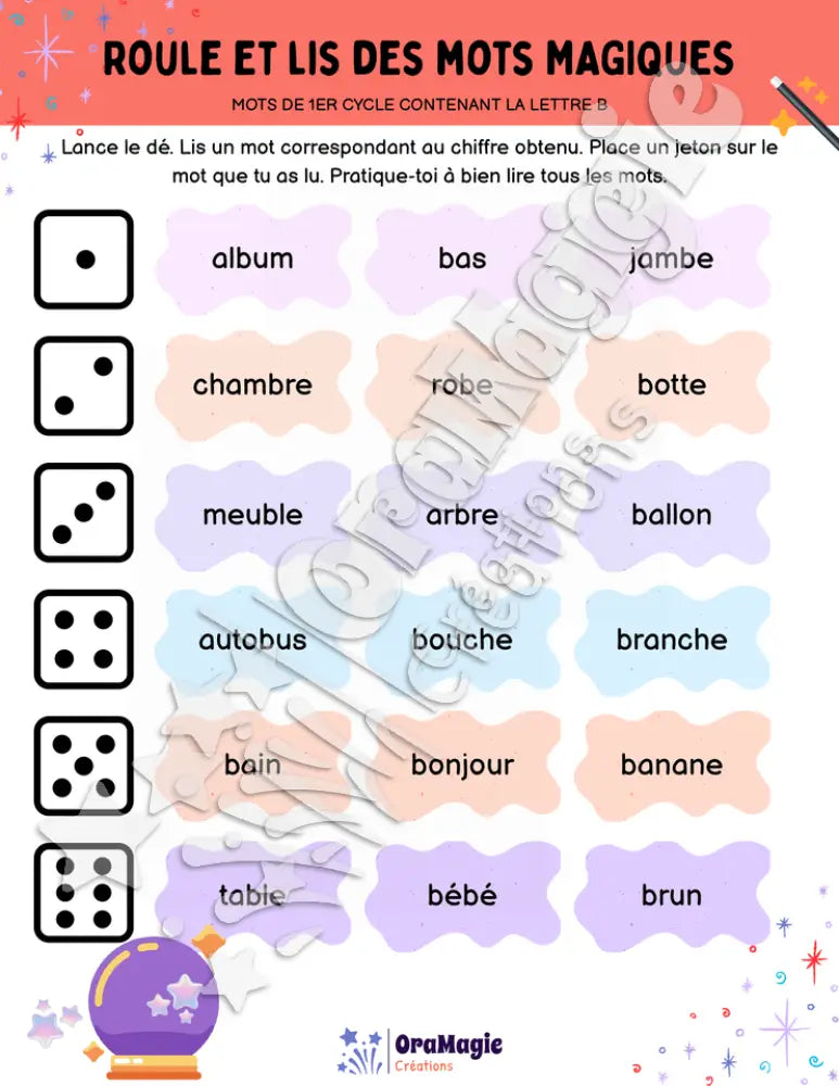 Roule et lis des mots magiques - Mots de 1er cycle contenant la lettre B.pdf