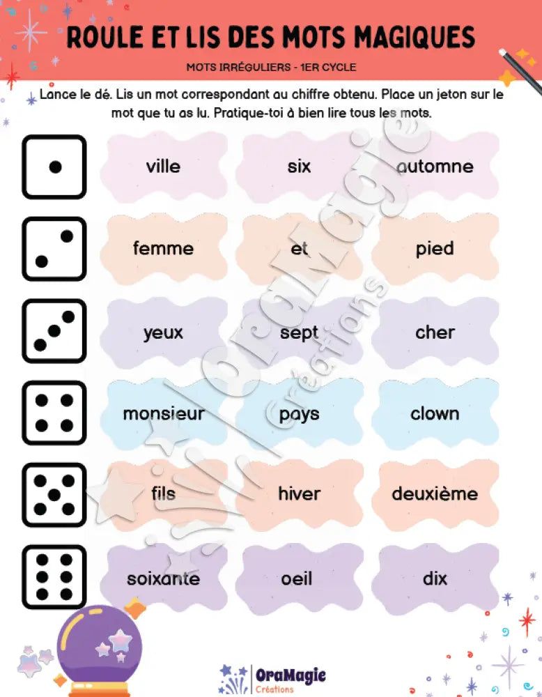 Roule et lis des mots magiques - mots irréguliers 1er cycle - Produit numérique