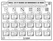 Roule, lis et colorie les bonshommes de neige - Décodage mots CVCV avec sons amoureux -ch, ou, on, in, en, an, er- Noël, 1re année, langage écrit.pdf