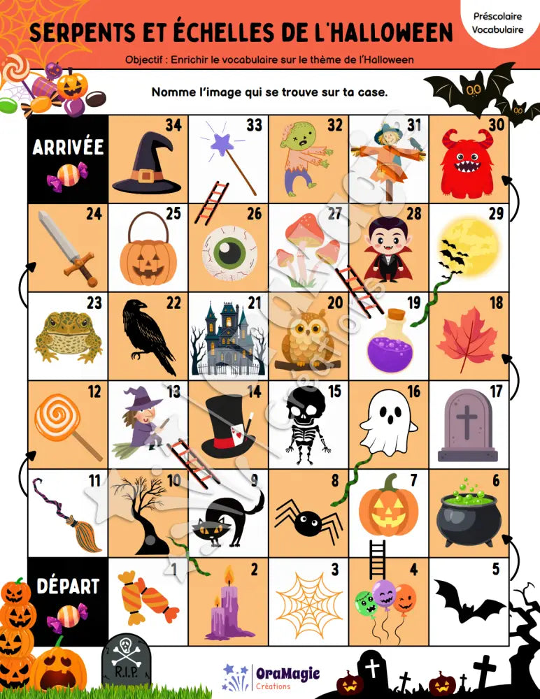 Serpents et échelles de l’Halloween - Produit numérique
