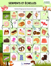 Serpents et échelles - Thème des desserts - Produit numérique