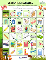 Serpents et échelles - Thème des fournitures scolaires - Produit numérique