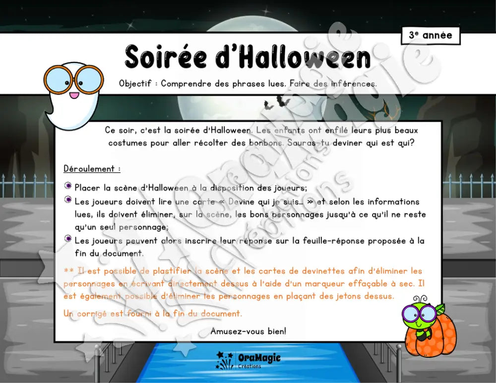 Soirée d'Halloween - Compréhension de lecture - 3e année.pdf
