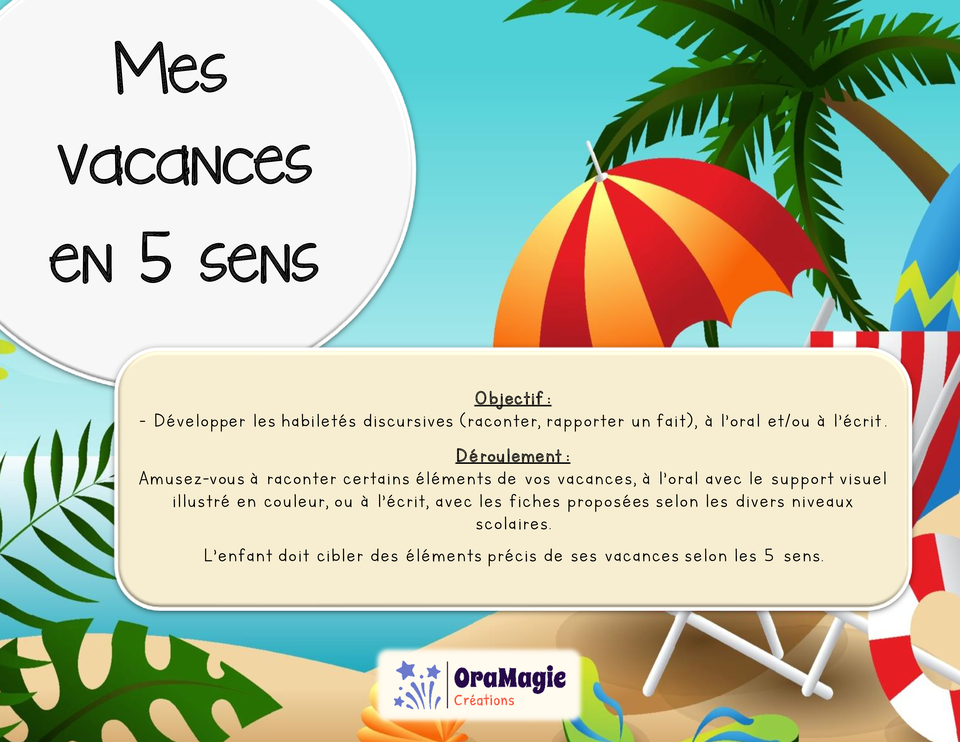Je raconte mes vacances en 5 sens