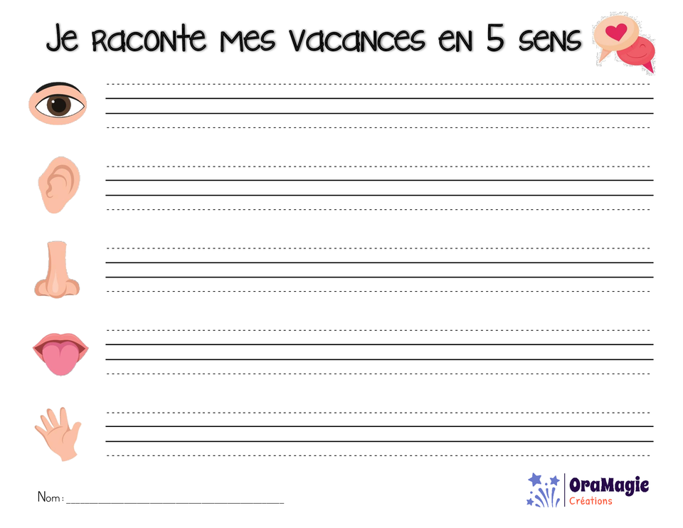 Je raconte mes vacances en 5 sens