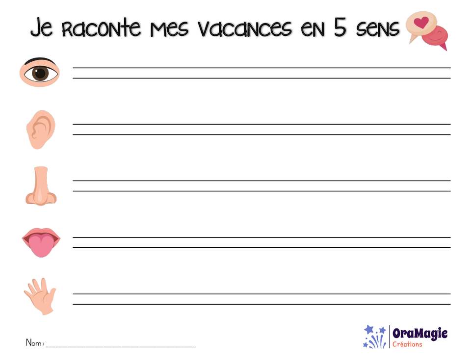 Je raconte mes vacances en 5 sens