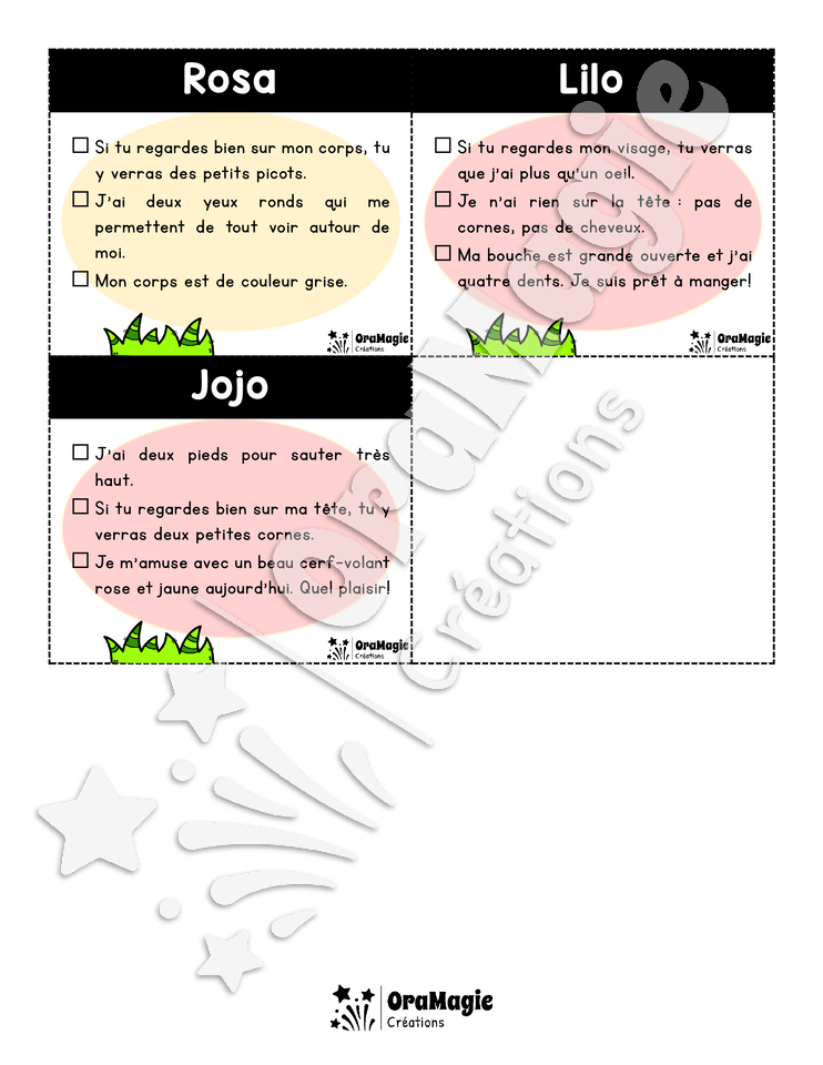 Qui suis-je - Des noms de monstres - Compréhension de lecture 2e année 