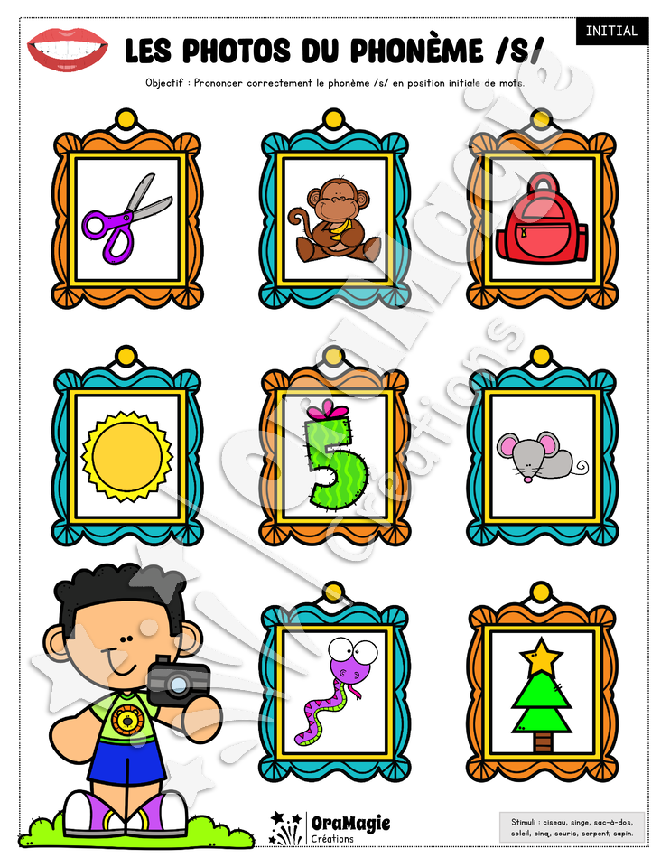 Les photos du phonème -s- 3 positions - 5$