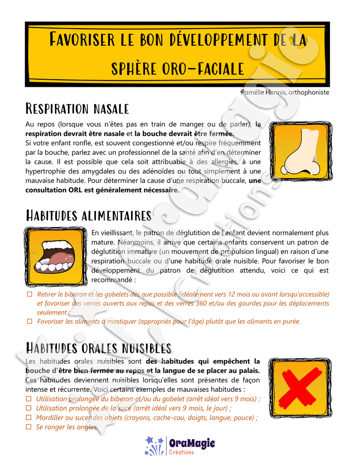 Favoriser le bon développement de la sphère orofaciale