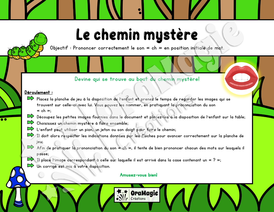 Le chemin mystère du son -ch- position initiale