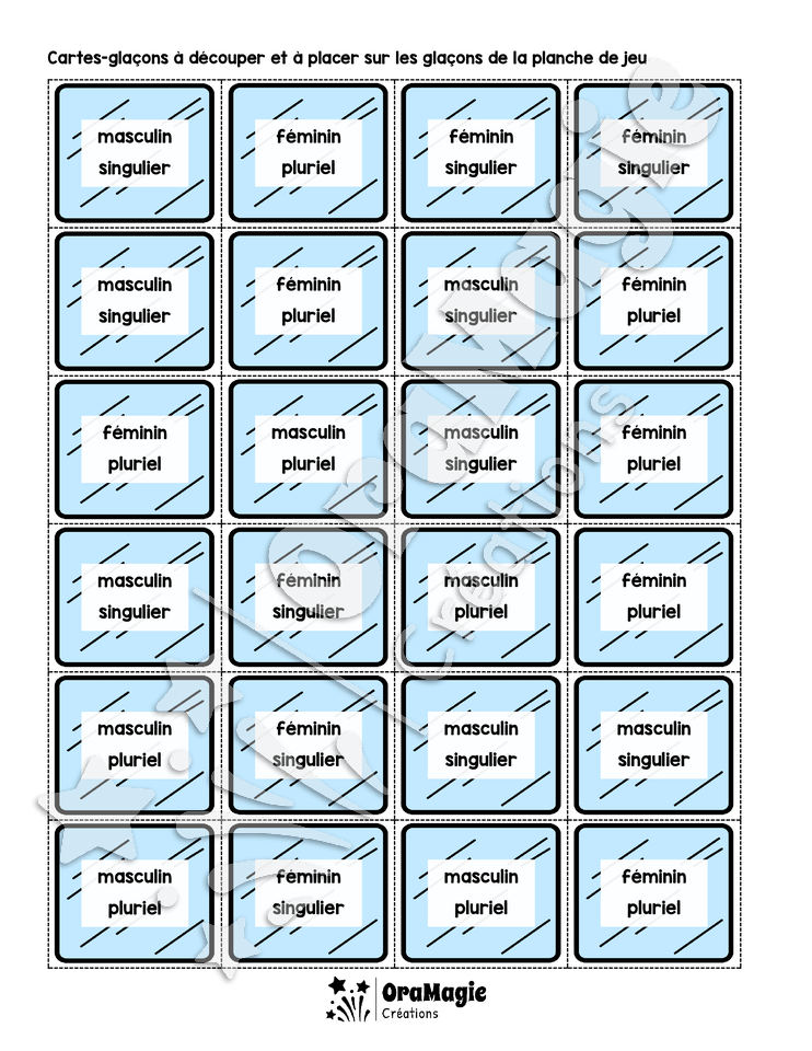 Glaçons à la dérive - Genre et nombre des GN