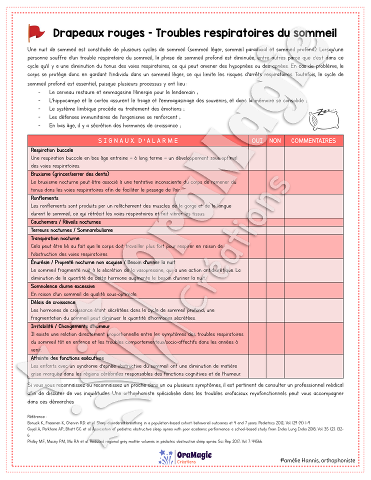 Capsule d'information - Drapeaux rouges troubles respiratoires du sommeil