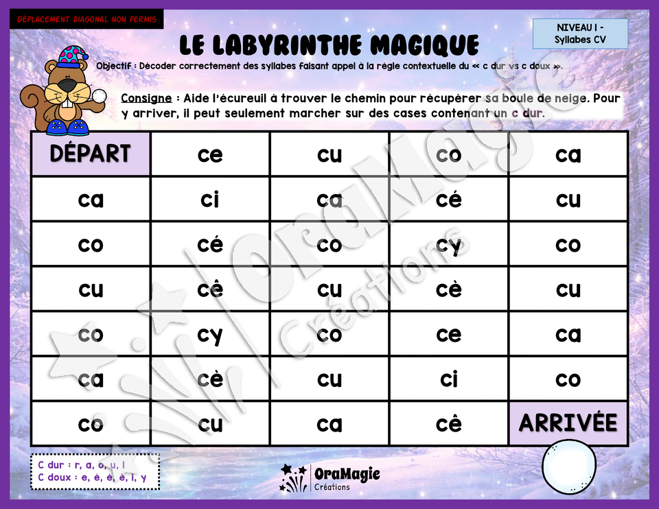 Le labyrinthe magique du c dur vs c doux - Thème Hiver
