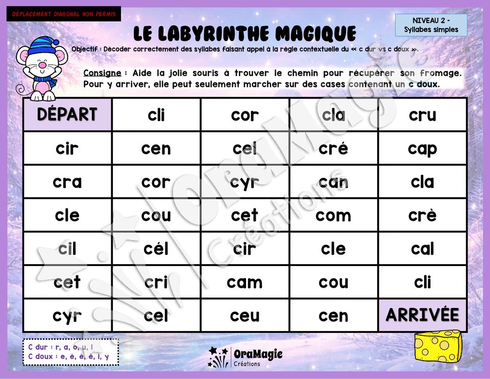 Le labyrinthe magique du c dur vs c doux - Thème Hiver