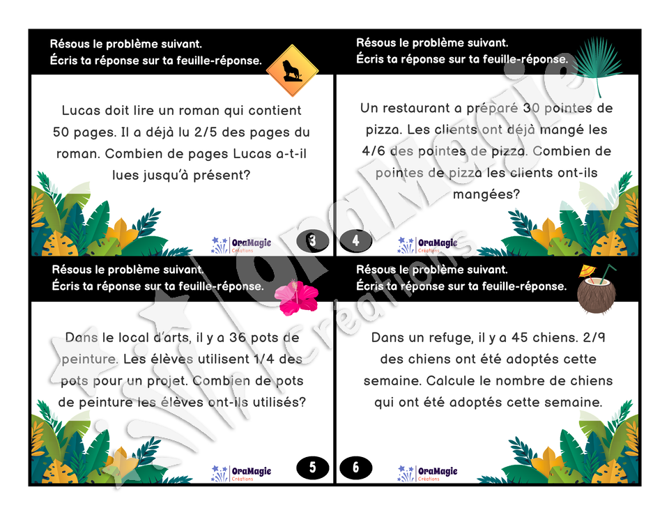 Cartes à tâches - Problèmes dans la jungle 