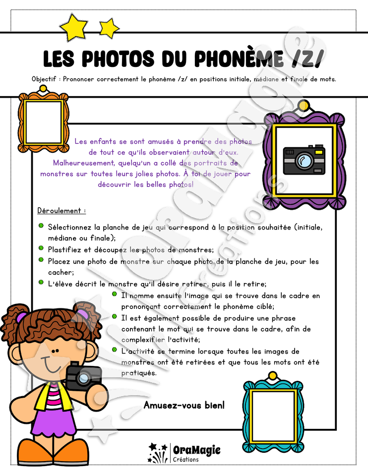 Les photos du phonème -z- 3 positions - 5$