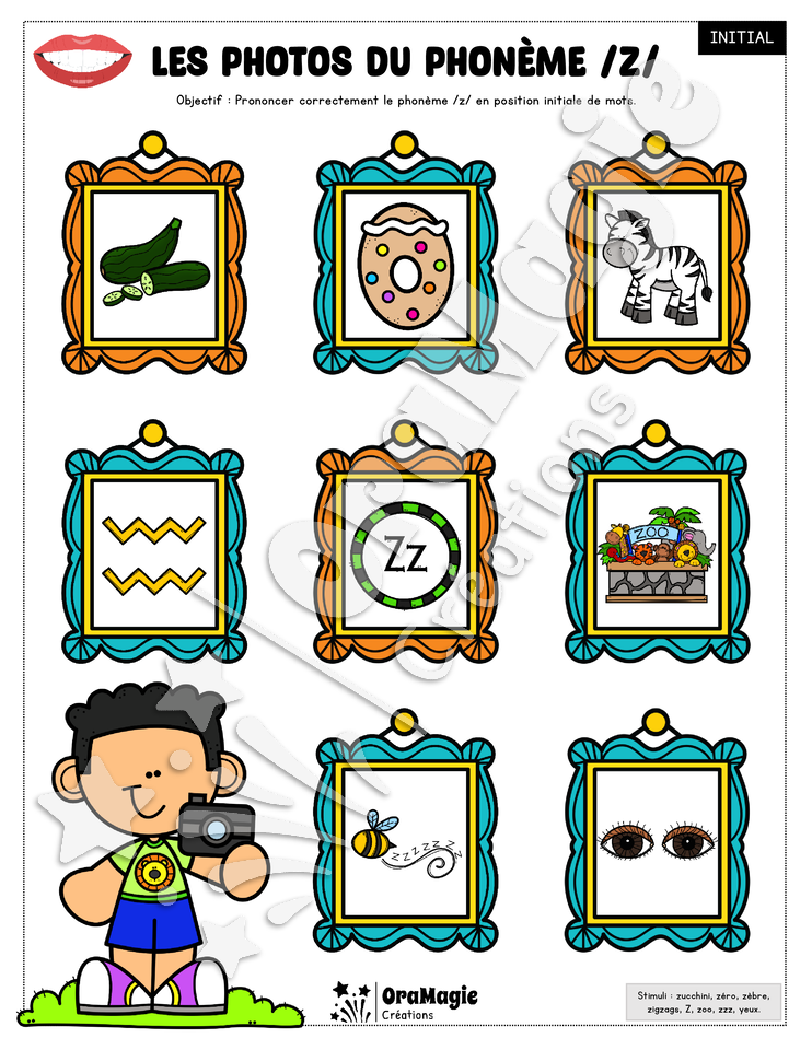 Les photos du phonème -z- 3 positions - 5$