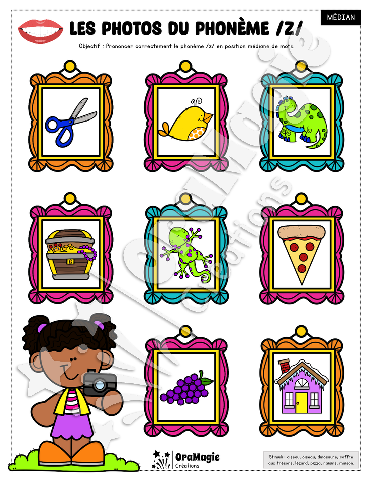 Les photos du phonème -z- 3 positions - 5$