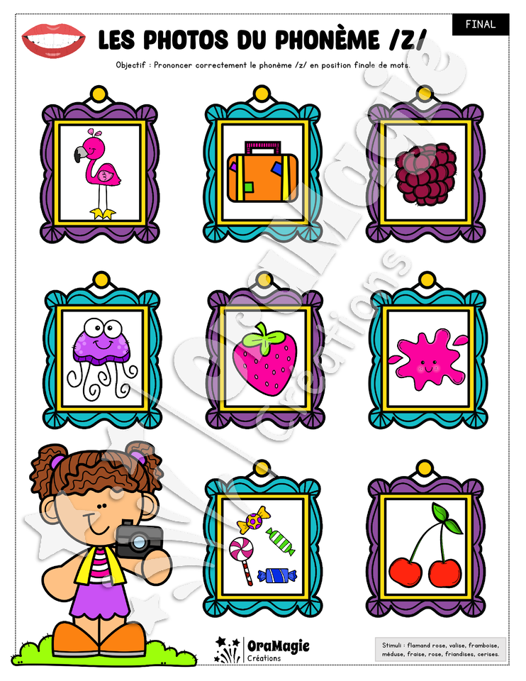 Les photos du phonème -z- 3 positions - 5$