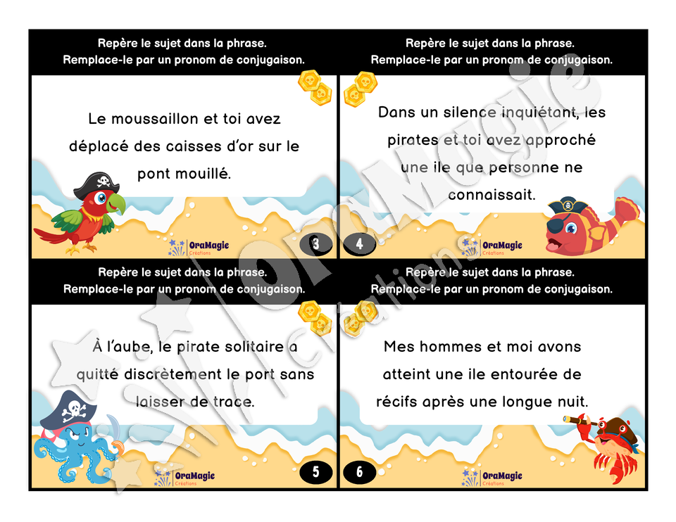 Cartes à tâches - Les sujets de pirates - 4e, 5e et 6e années - 6$