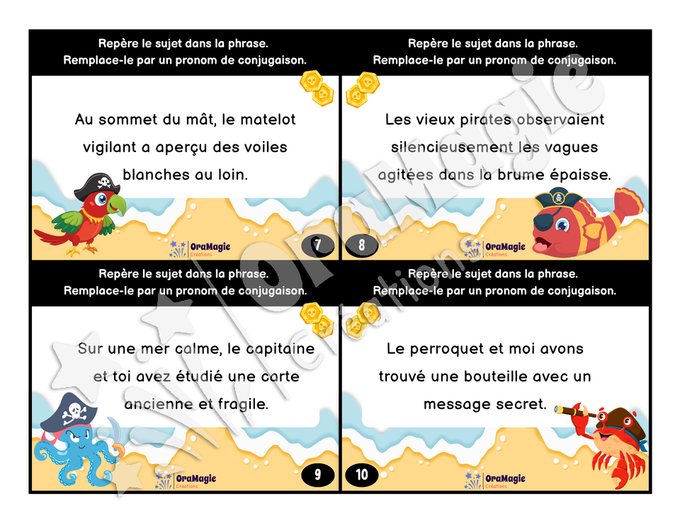 Cartes à tâches - Les sujets de pirates - 4e, 5e et 6e années - 6$