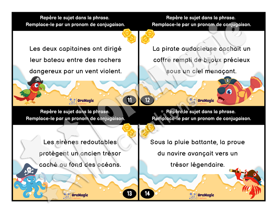 Cartes à tâches - Les sujets de pirates - 4e, 5e et 6e années - 6$