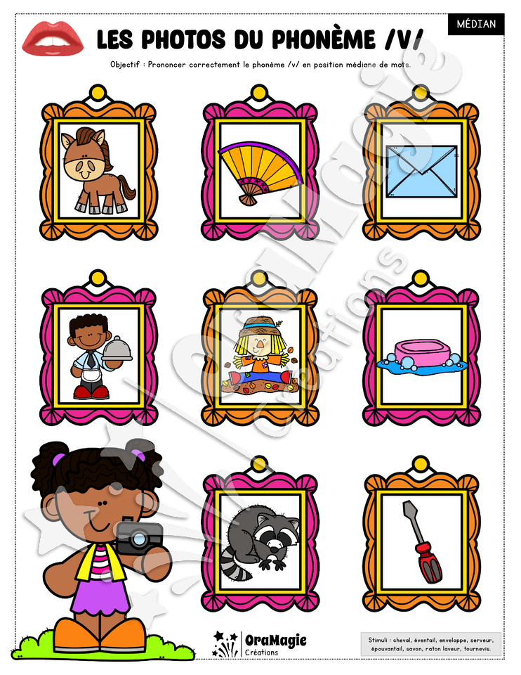 Les photos du phonème -v- 3 positions
