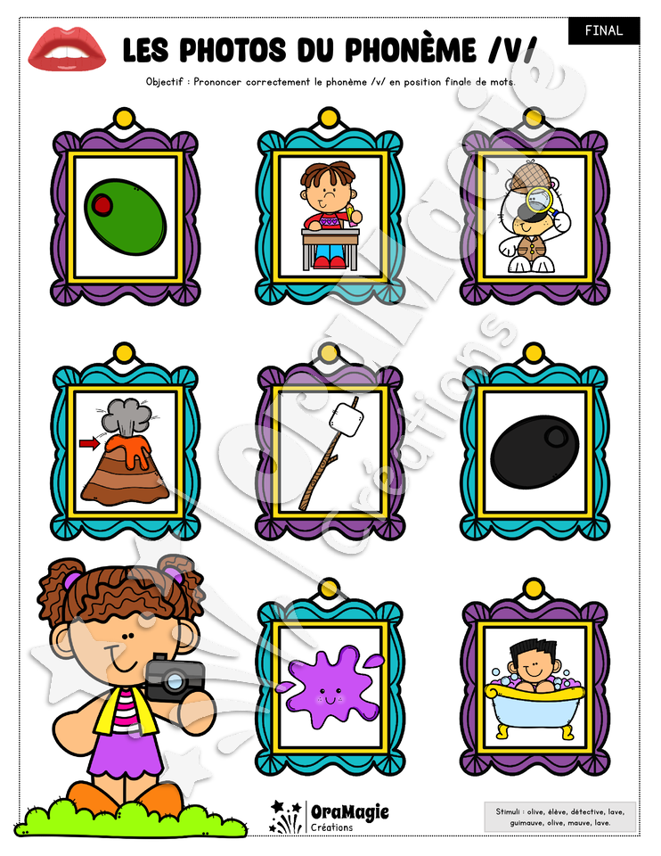 Les photos du phonème -v- 3 positions