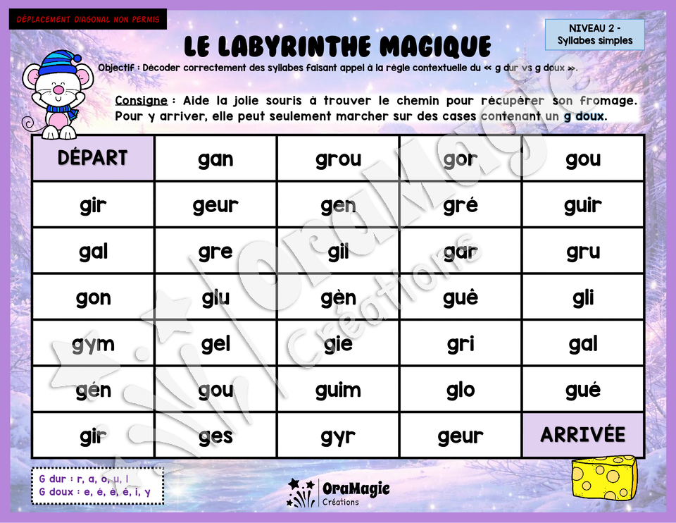 Le labyrinthe magique du g dur vs g doux - Thème Hiver