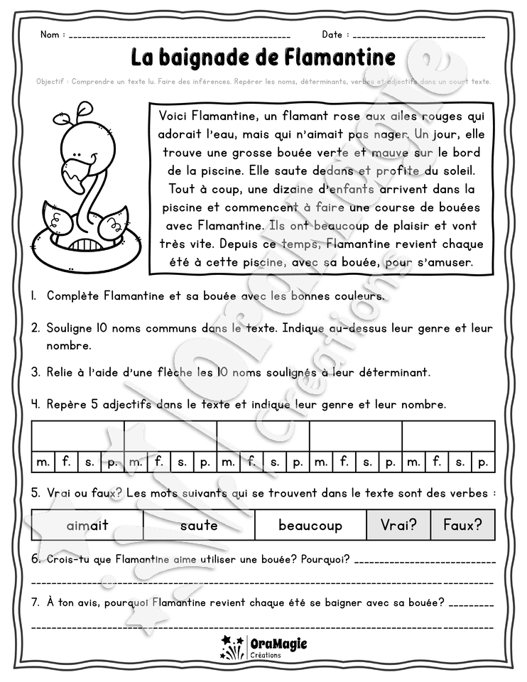 Collection lecture et grammaire - La baignade de Flamantine 