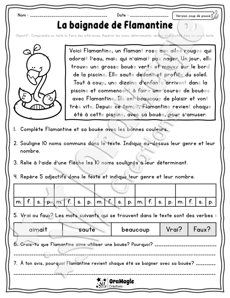 Collection lecture et grammaire - La baignade de Flamantine 