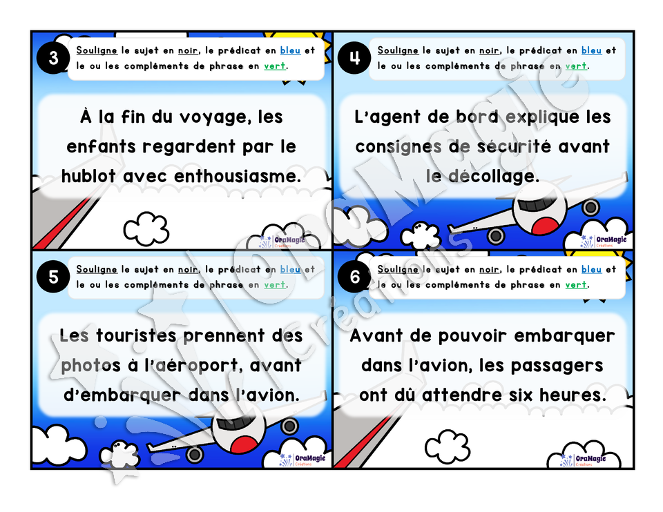 Cartes à tâches - Le grand voyage - Repérer les constituants de la phrase